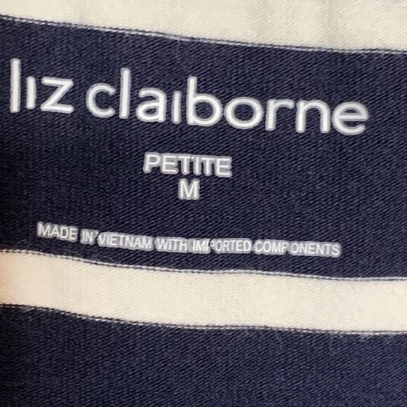LIZ Claiborne Navy Striped Cotton Tank - Picture 4 of 7